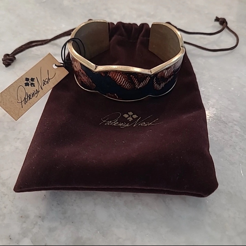 Patricia Nash Elisabetta Gold and Brown Women's Cuff Bracelet NWT